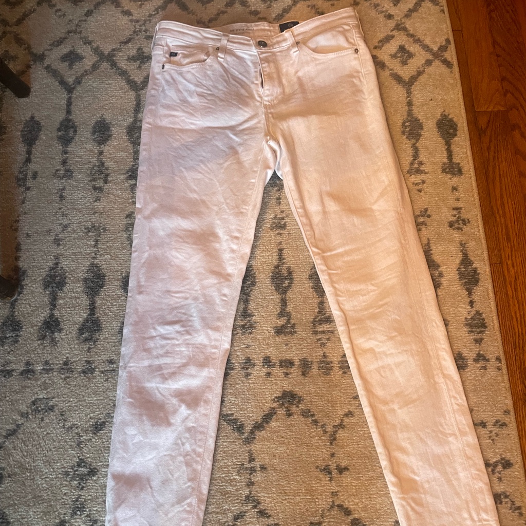 Ag Adriano Goldschmied Stevie Slim Straight Ankle Jean In White, Size 28 R.